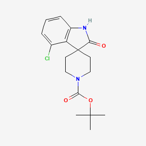 Chemical structure of tert-Butyl 4-chloro-2-oxo-1,2-dihydrospiro[indole-3,4'-piperidine]-1'-carboxylat