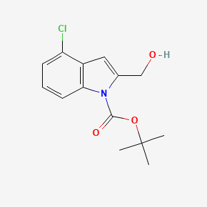 Chemical structure of tert-Butyl 4-chloro-2-(hydroxymethyl)-1H-indole-1-carboxylate