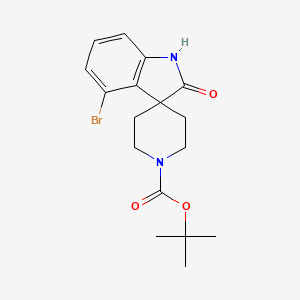 Chemical structure of tert-Butyl 4-bromo-2-oxo-1,2-dihydrospiro[indole-3,4'-piperidine]-1'-carboxylate