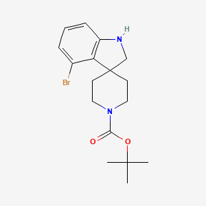 Chemical structure of tert-Butyl 4-bromo-1,2-dihydrospiro[indole-3,4'-piperidine]-1'-carboxylate