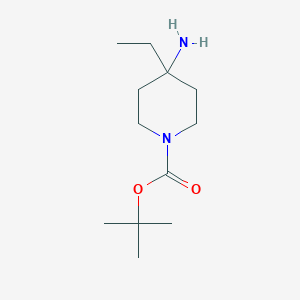 Chemical structure of tert-Butyl 4-amino-4-ethylpiperidine-1-carboxylate