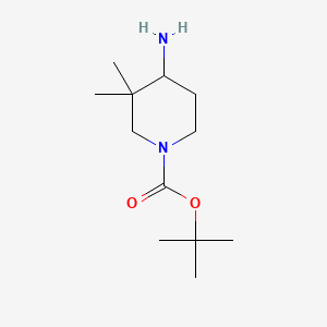 Chemical structure of TERT-BUTYL 4-AMINO-3,3-DIMETHYLPIPERIDINE-1-CARBOXYLATE