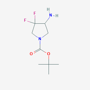Chemical structure of tert-Butyl 4-amino-3,3-difluoropyrrolidine-1-carboxylate