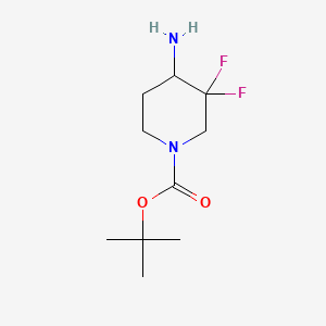 Chemical structure of tert-Butyl 4-amino-3,3-difluoropiperidine-1-carboxylate