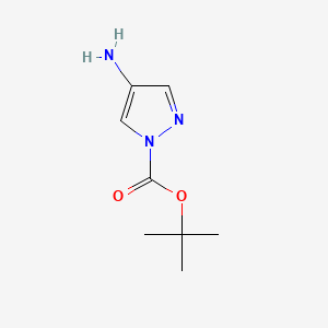 Chemical structure of tert-Butyl 4-amino-1H-pyrazole-1-carboxylate