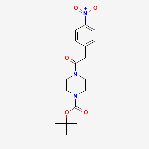 Chemical structure of tert-butyl 4-[2-(4-nitrophenyl)acetyl]piperazine-1-carboxylate