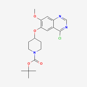 Chemical structure of tert-Butyl 4-[(4-chloro-7-methoxyquinazolin-6-yl)oxy]piperid