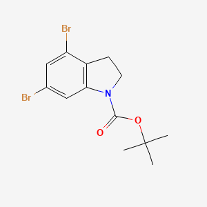 Chemical structure of tert-Butyl 4,6-dibromoindoline-1-carboxylate