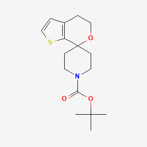 Chemical structure of tert-Butyl 4',5'-dihydrospiro[piperidine-4,7'-thieno[2,3-c]pyran]-1-carboxylate