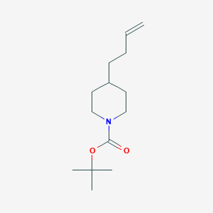 Chemical structure of tert-butyl 4-(but-3-en-1-yl)piperidine-1-carboxylate