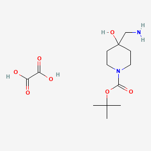 Chemical structure of tert-Butyl 4-(aminomethyl)-4-hydroxypiperidine-1-carboxylate oxalate