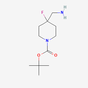 Chemical structure of tert-Butyl 4-aminomethyl-4-fluoropiperidine-1-carboxylate