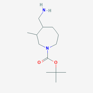 Chemical structure of Tert-Butyl 4-(Aminomethyl)-3-Methylazepane-1-Carboxylate