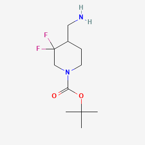Chemical structure of tert-Butyl 4-(aminomethyl)-3,3-difluoropiperidine-1-carboxylate