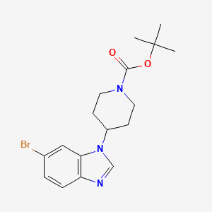 Chemical structure of tert-butyl 4-(6-bromo-1H-benzo[d]imidazol-1-yl)piperidine-1-carboxylate