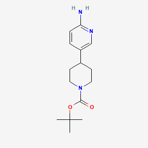 Chemical structure of tert-Butyl 4-(6-aminopyridin-3-yl)piperidine-1-carboxylate