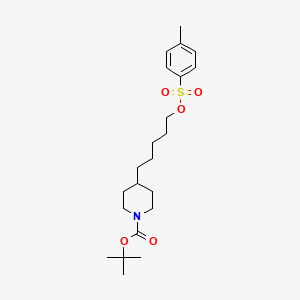 Chemical structure of tert-butyl 4-(5-(tosyloxy)pentyl)piperidine-1-carboxylate