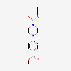 Chemical structure of tert-butyl 4-(5-(methoxycarbonyl)pyridin-2-yl)piperazine-1-carboxylate