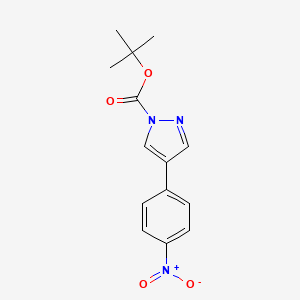 Chemical structure of tert-butyl 4-(4-nitrophenyl)-1H-pyrazole-1-carboxylate