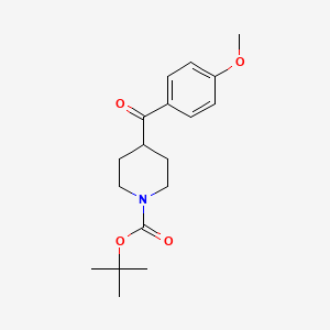 Chemical structure of tert-Butyl 4-(4-methoxybenzoyl)piperidine-1-carboxylate