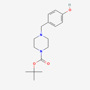 Chemical structure of tert-butyl 4-(4-hydroxybenzyl)piperazine-1-carboxylate