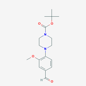 Chemical structure of TERT-BUTYL 4-(4-FORMYL-2-METHOXYPHENYL)PIPERAZINE-1-CARBOXYLATE