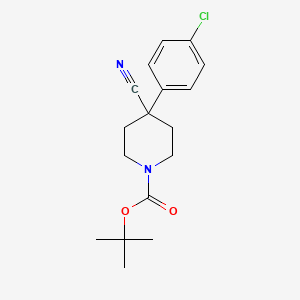 Chemical structure of tert-Butyl 4-(4-chlorophenyl)-4-cyanopiperidine-1-carboxylate