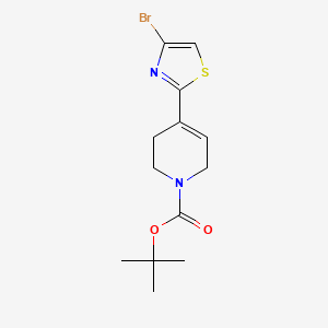 Chemical structure of tert-butyl 4-(4-bromothiazol-2-yl)-5,6-dihydropyridine-1(2H)-carboxylate