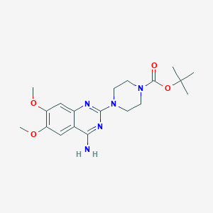 Chemical structure of tert-Butyl 4-(4-amino-6,7-dimethoxyquinazolin-2-yl)piperazine-1-carboxylate
