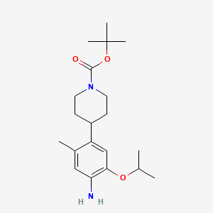Chemical structure of tert-Butyl 4-(4-amino-5-isopropoxy-2-methylphenyl)piperidine-1-carboxylate