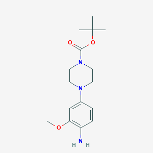 Chemical structure of tert-Butyl 4-(4-amino-3-methoxyphenyl)piperazine-1-carboxylate