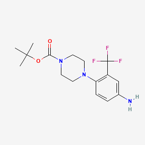 Chemical structure of tert-Butyl 4-(4-amino-2-(trifluoromethyl)phenyl)piperazine-1-carboxylate