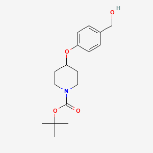 Chemical structure of tert-Butyl 4-(4-(hydroxymethyl)phenoxy)piperidine-1-carboxylate