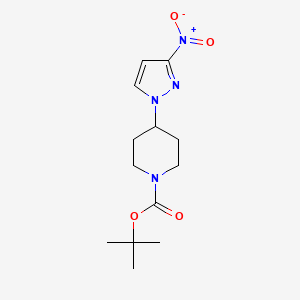 Chemical structure of tert-Butyl 4-(3-nitro-1H-pyrazol-1-yl)piperidine-1-carboxylate