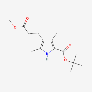 Chemical structure of tert-Butyl 4-(3-methoxy-3-oxopropyl)-3,5-dimethyl-1H-pyrrole-2-carboxylate