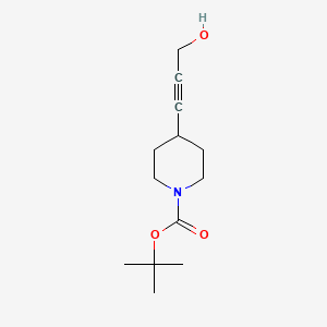 Chemical structure of tert-Butyl 4-(3-hydroxyprop-1-yn-1-yl)piperidine-1-carboxylate