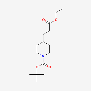 Chemical structure of Tert-Butyl 4-(3-Ethoxy-3-Oxopropyl)Piperidine-1-Carboxylate