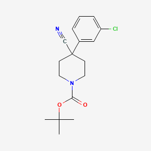 Chemical structure of tert-Butyl 4-(3-chlorophenyl)-4-cyanopiperidine-1-carboxylate