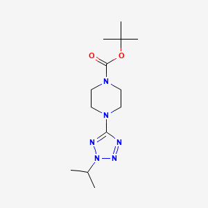 Chemical structure of tert-Butyl 4-(2-isopropyl-2H-tetrazol-5-yl)piperazine-1-carboxylate