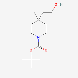 Chemical structure of tert-Butyl 4-(2-hydroxyethyl)-4-methylpiperidine-1-carboxylate