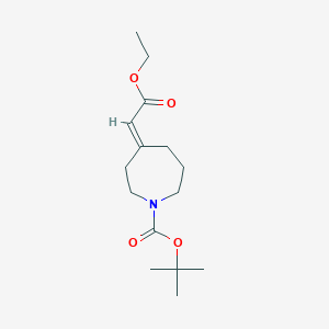 Chemical structure of Tert-butyl 4-(2-ethoxy-2-oxoethylidene)azepane-1-carboxylate