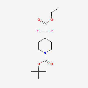 Chemical structure of tert-Butyl 4-(2-ethoxy-1,1-difluoro-2-oxoethyl)piperidine-1-carboxylate