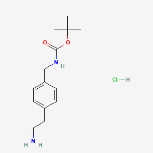 Chemical structure of tert-butyl 4-(2-aminoethyl)benzylcarbamate hydrochloride