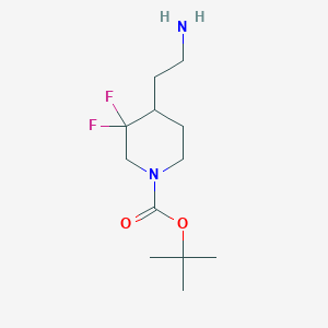 Chemical structure of tert-Butyl 4-(2-aminoethyl)-3,3-difluoropiperidine-1-carboxylate