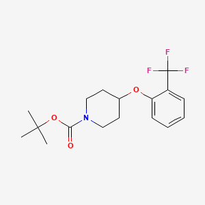 Chemical structure of tert-butyl 4-(2-(trifluoromethyl)phenoxy)piperidine-1-carboxylate