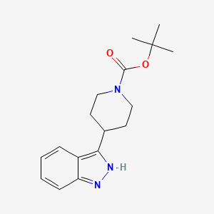 Chemical structure of tert-Butyl 4-(1H-indazol-3-yl)piperidine-1-carboxylate
