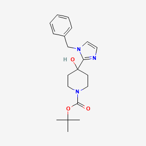 Chemical structure of tert-Butyl 4-(1-benzyl-1H-imidazol-2-yl)-4-hydroxypiperidine-1-carboxylate