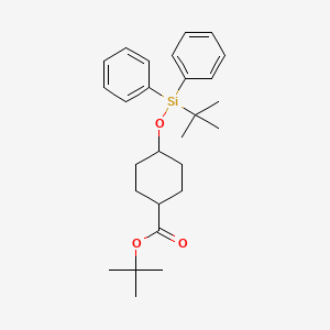 Chemical structure of tert-Butyl 4-((tert-butyldiphenylsilyl)oxy)cyclohexanecarboxylate