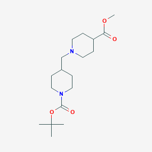 Chemical structure of tert-Butyl 4-((4-(methoxycarbonyl)piperidin-1-yl)methyl)piperidine-1-carboxylate