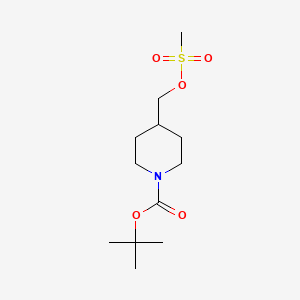Chemical structure of tert-Butyl 4-(((methylsulfonyl)oxy)methyl)piperidine-1-carboxylate